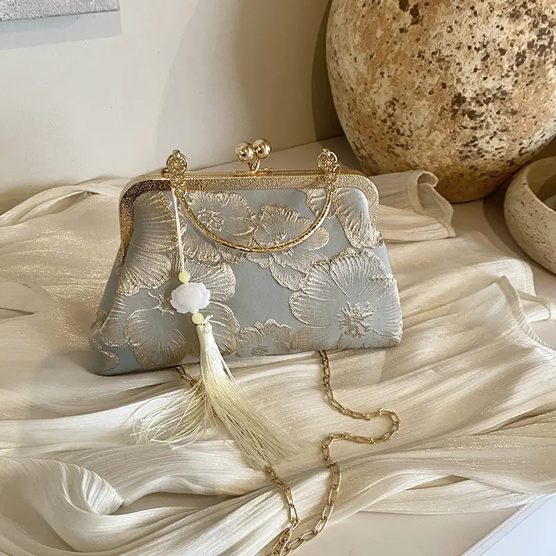 Chinese Embroidered Evening Bag Silk Travel Handbag Women - Image 6