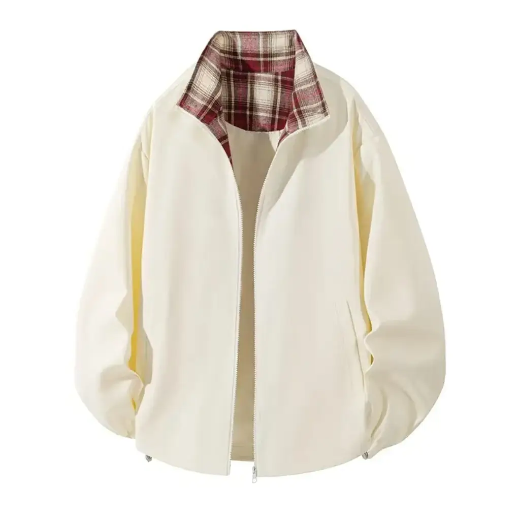 Fitcheck Plaid Splicing Jacket Men's Spring & Fall Retro Design Hooded Top American Lapel Couple Jacket