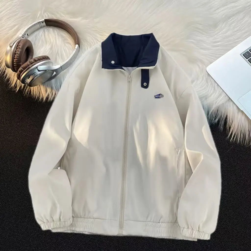 Fitcheck Plaid Splicing Jacket Men's Spring & Fall Retro Design Hooded Top American Lapel Couple Jacket