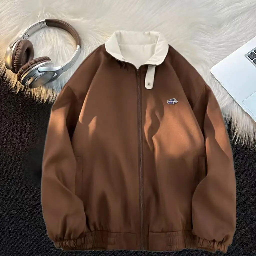 Fitcheck Plaid Splicing Jacket Men's Spring & Fall Retro Design Hooded Top American Lapel Couple Jacket