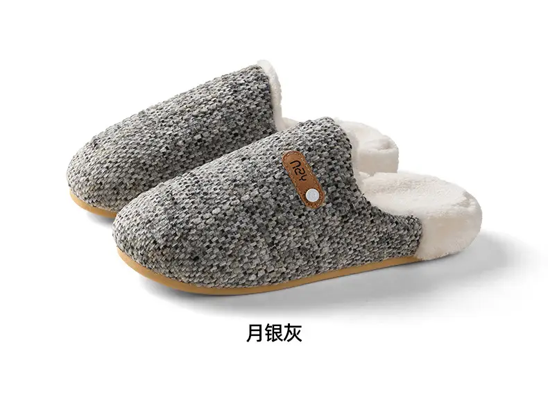 Qidan Shoe Factory Cotton Slippers Women's Autumn and Winter Retro Style Home Indoor Fleece-Lined Warm Thick-Soled Couple Cotton Slippers — feature 12