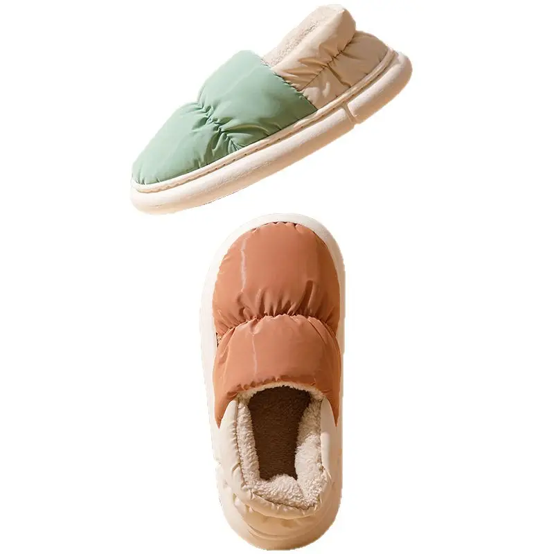 Cotton Slippers for Men and Women, Home Shoes, down Cloth Waterproof Bags and Outer Wear, Thick-Soled Indoor Slippers, Cold-Resistant and Warm Cotton Slippers