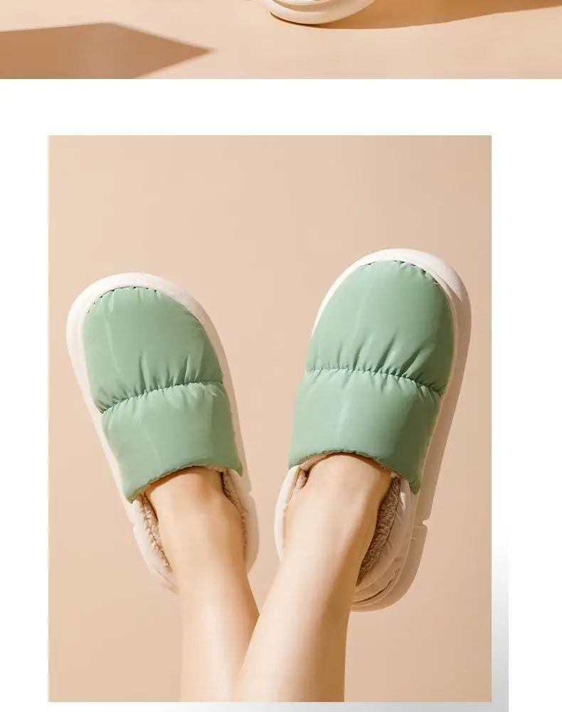 Cotton Slippers for Men and Women, Home Shoes, down Cloth Waterproof Bags and Outer Wear, Thick-Soled Indoor Slippers, Cold-Resistant and Warm Cotton Slippers — feature 16