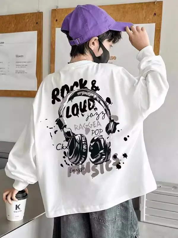 Autumn Winter Boys Cotton Long Sleeve T-Shirt White — feature 4