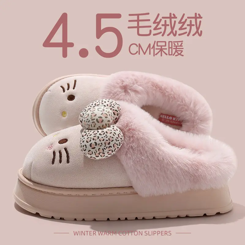 Birkenstock-Style Cotton Slippers for Women, Winter Kitten Thick-Soled Plush Warm Indoor Non-Slip Cotton Slippers for Women Wholesale - Image 12