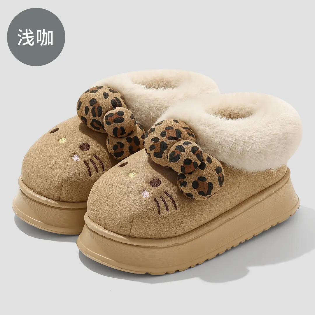 Birkenstock-Style Cotton Slippers for Women, Winter Kitten Thick-Soled Plush Warm Indoor Non-Slip Cotton Slippers for Women Wholesale - Image 5