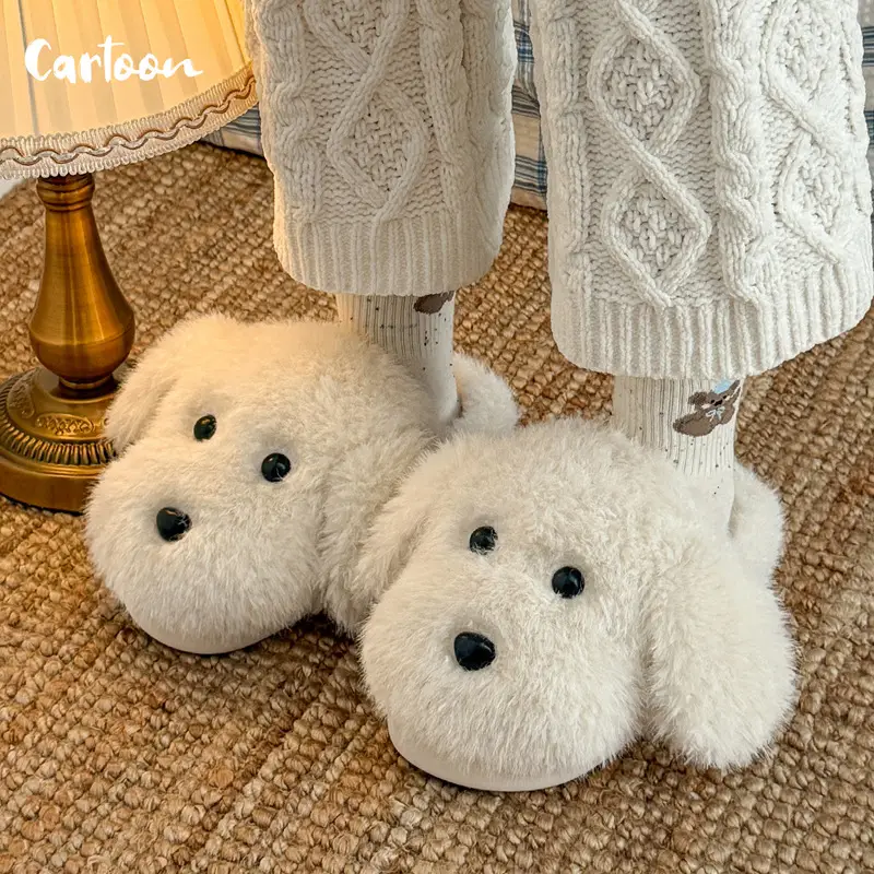 Home Cotton Slippers for Women, New Winter Style, Cute Puppy Indoor Non-Slip Warm Thick-Soled Furry Slippers for Men, Winter Wholesale - Image 5