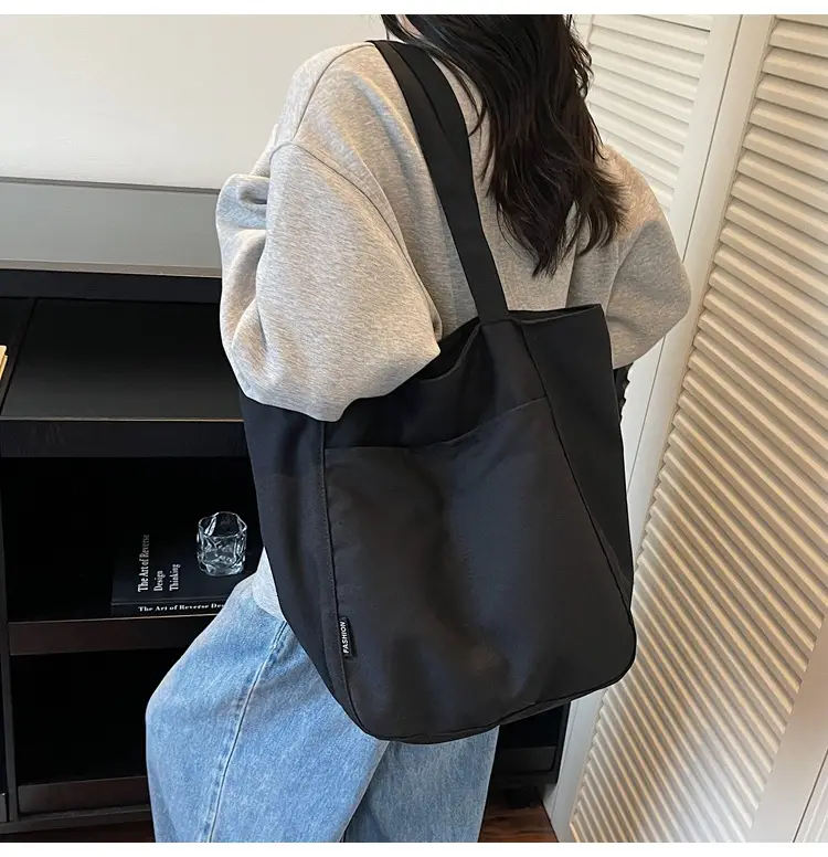 Women Canvas Tote Bag Beige Large Capacity One Shoulder — feature 16