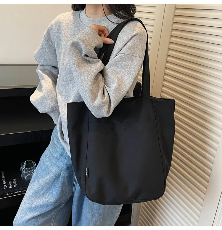 Women Canvas Tote Bag Beige Large Capacity One Shoulder — feature 17