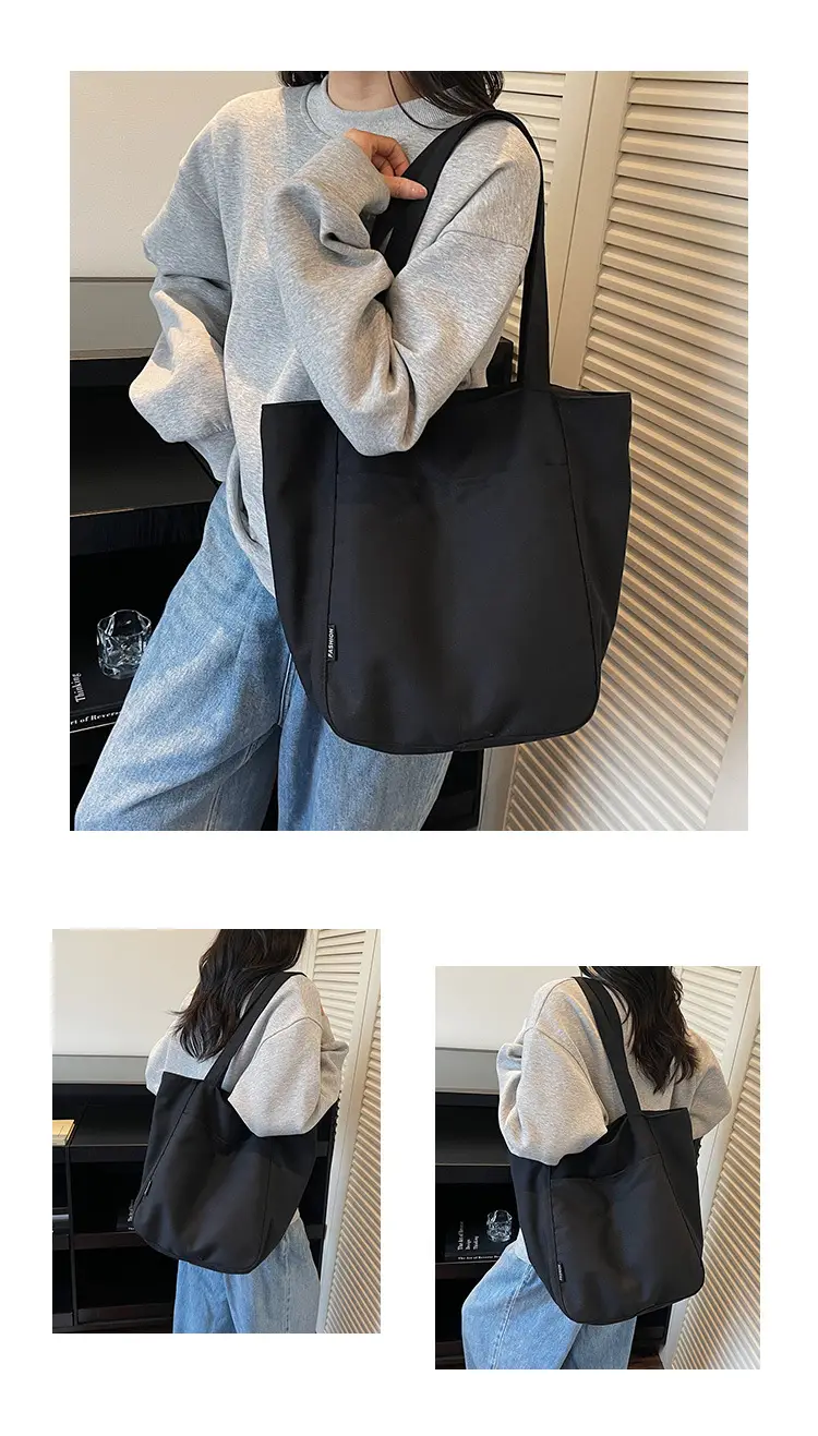 Women Canvas Tote Bag Beige Large Capacity One Shoulder — feature 23
