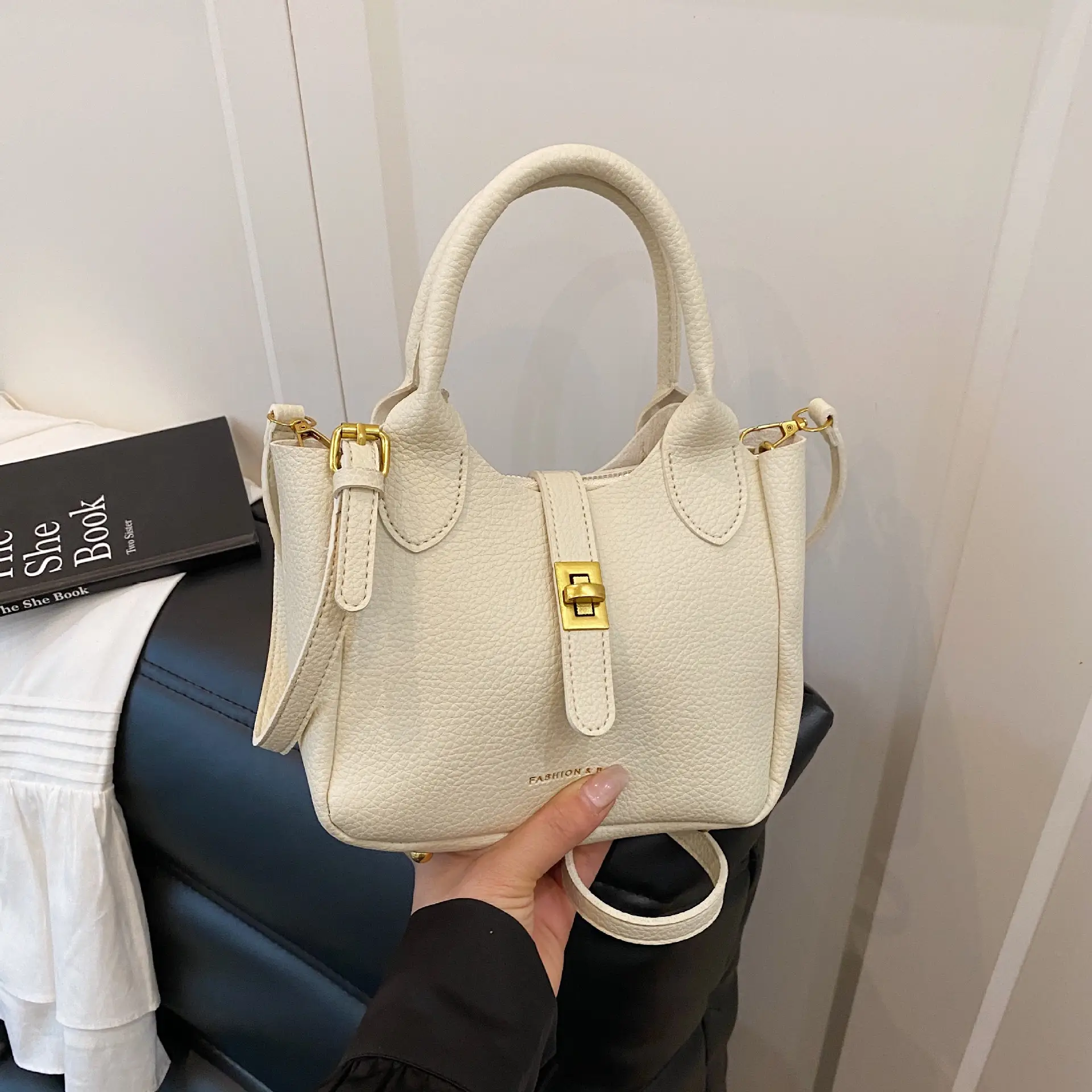 Women's Cream Crossbody Bag with Cute Decor - Image 3