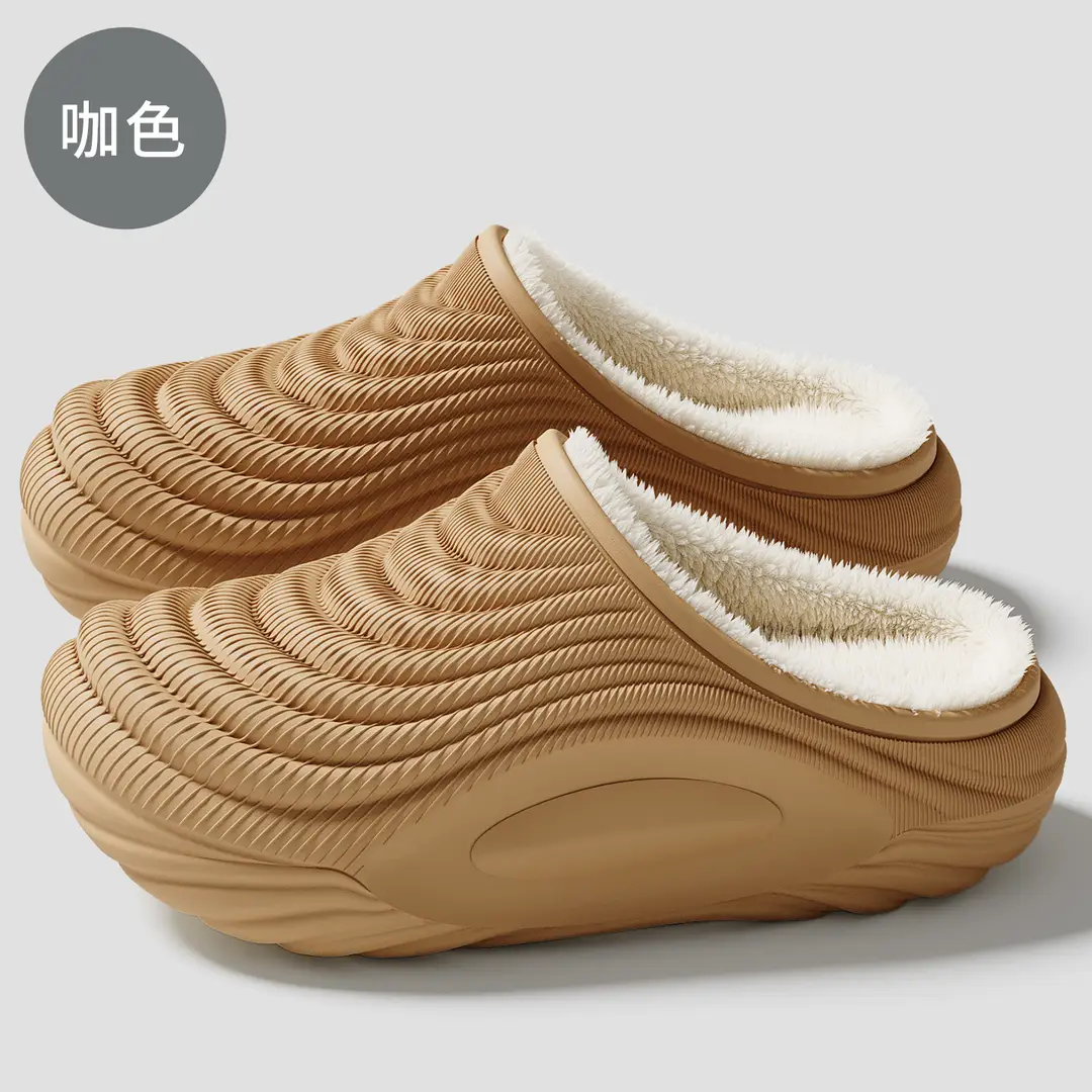 Waterproof Cotton Slippers with Heel Cover for Men, New Winter Non-Slip Thick-Soled Home Warm Plush-Lined Outdoor Cotton Slippers for Women, Wholesale - Image 14