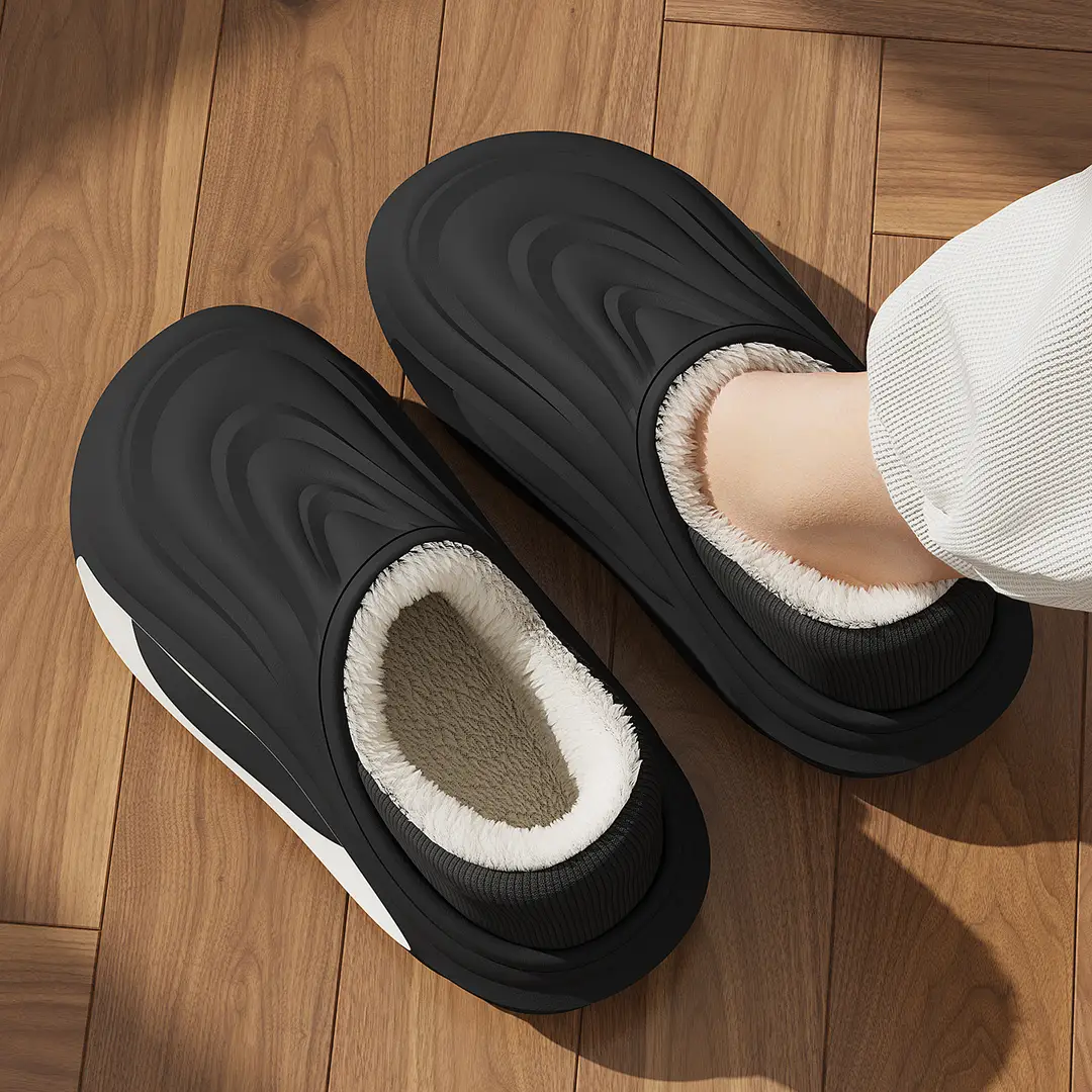 Waterproof Cotton Slippers for Women in Winter, Parent-Child Matching, Children's Eva Non-Slip Soft-Soled Men's Home Warm Cotton Shoes for Men in Winter