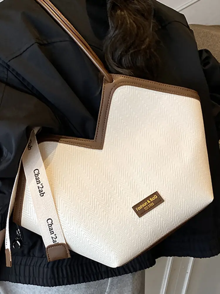 Women's 2025 Retro Tote Bag with Brown & White Texture - Image 9