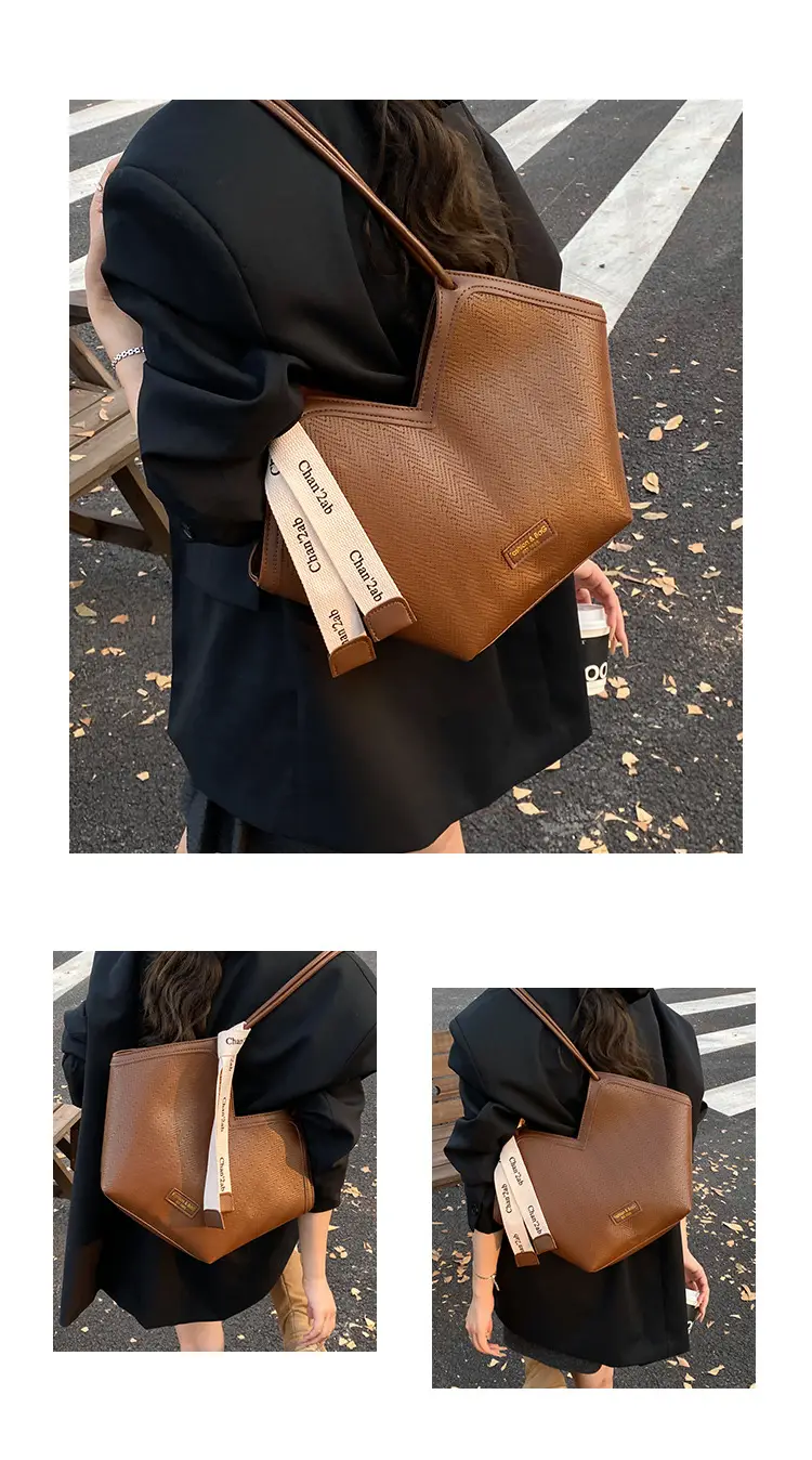 Women's 2025 Retro Tote Bag with Brown & White Texture — feature 11