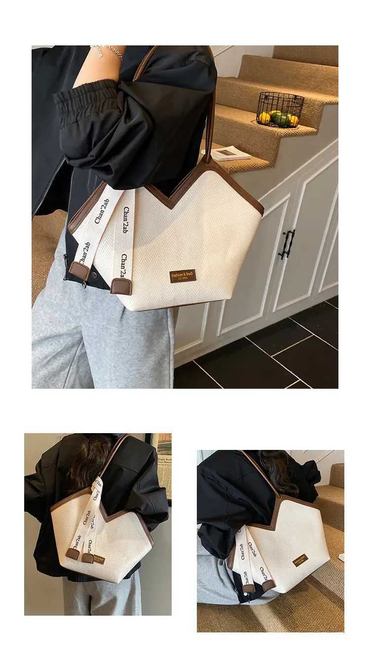 Women's 2025 Retro Tote Bag with Brown & White Texture — feature 12