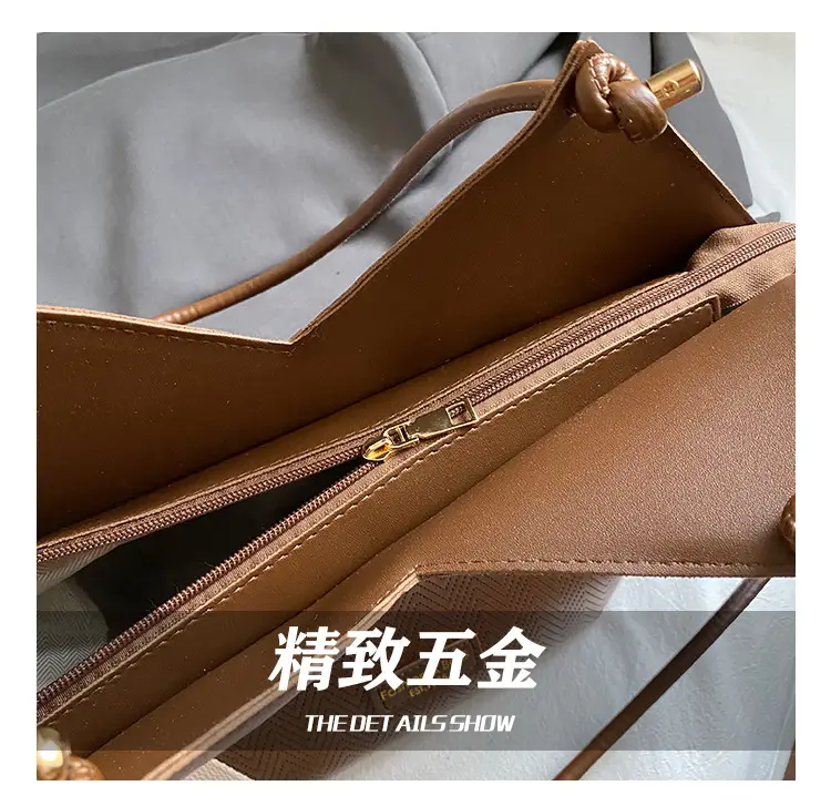 Women's 2025 Retro Tote Bag with Brown & White Texture — feature 7