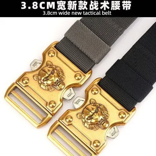 Blue Nylon Tactical Belt with Gold Buckle - Image 10