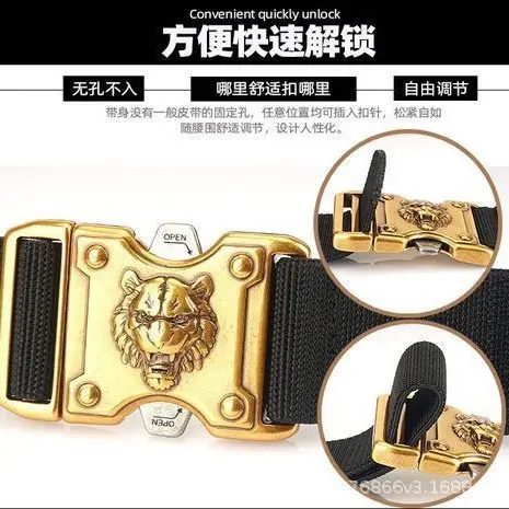 Blue Nylon Tactical Belt with Gold Buckle - Image 12