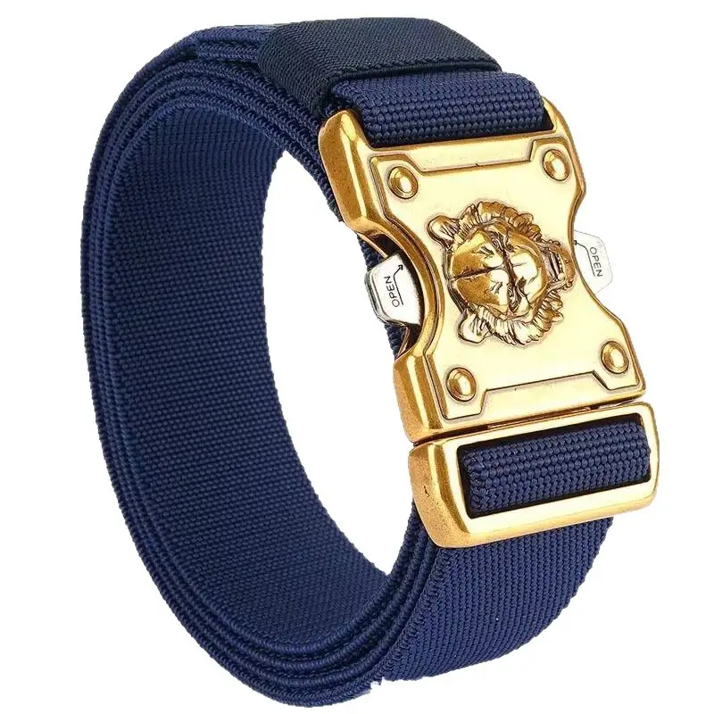 Blue Nylon Tactical Belt with Gold Buckle - Image 13
