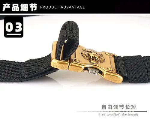 Blue Nylon Tactical Belt with Gold Buckle — feature 12