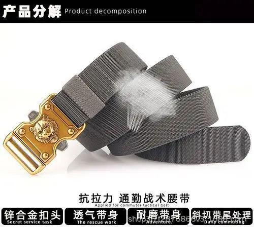 Blue Nylon Tactical Belt with Gold Buckle — feature 14