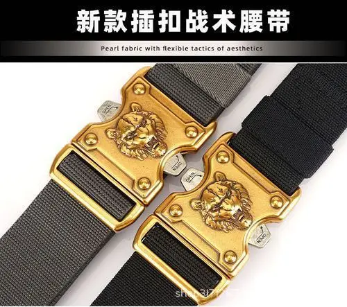 Blue Nylon Tactical Belt with Gold Buckle — feature 8