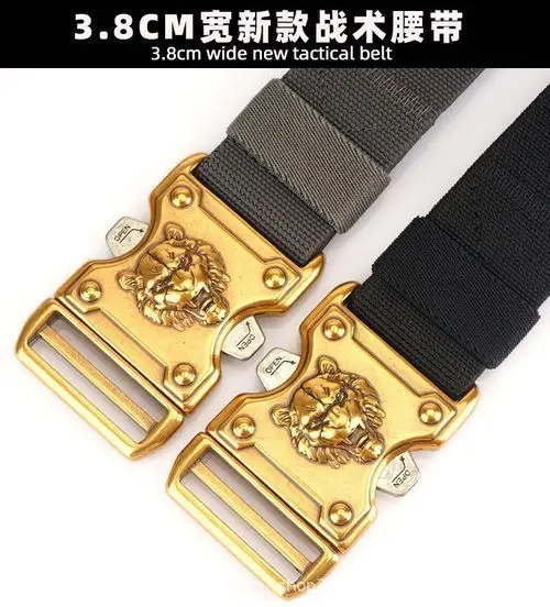 Blue Nylon Tactical Belt with Gold Buckle — feature 9
