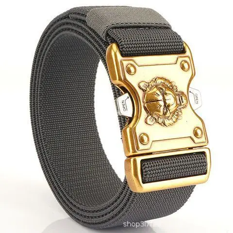 Blue Nylon Tactical Belt with Gold Buckle - Image 2