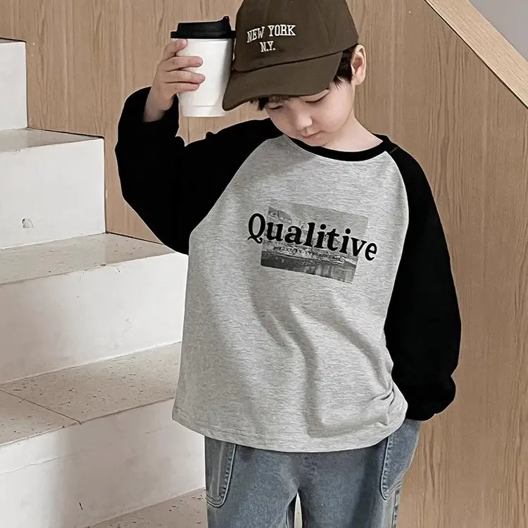 Kids Long Sleeve T-Shirt Grey Black Thermal Lining 2025 - Image 3