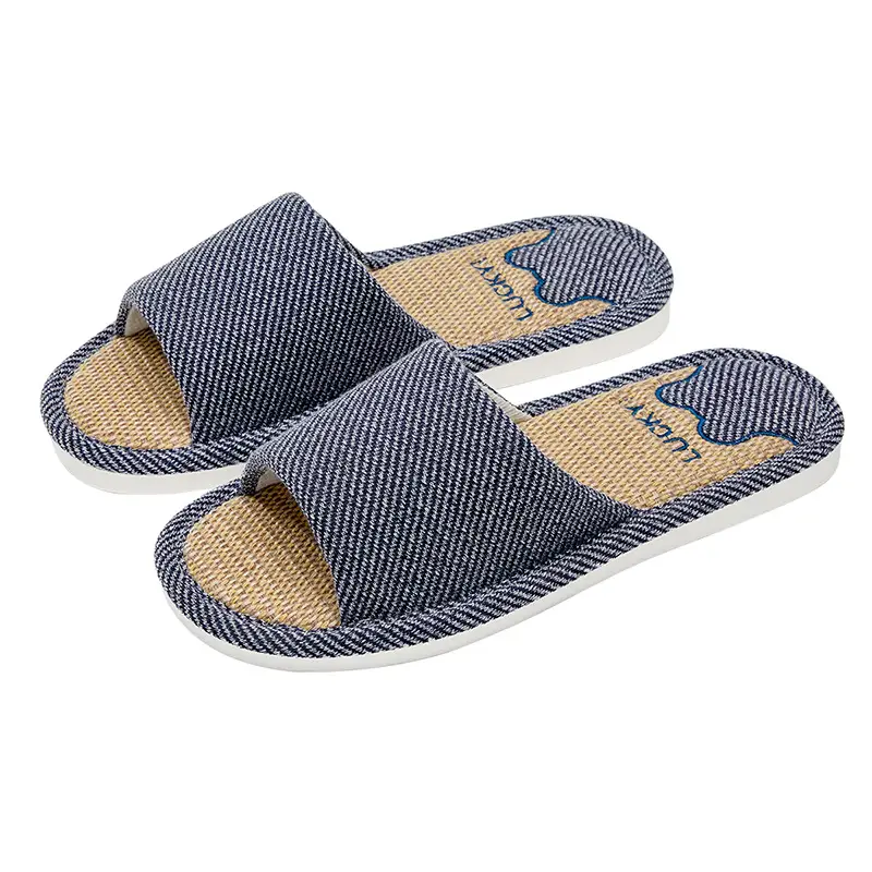 Jialiya Linen Slippers Men's Autumn Four Seasons 25 New Indoor Home Thick-Soled Hospitality Cotton Non-Slip Slippers Women