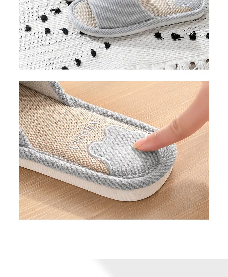 Jialiya Linen Slippers Men's Autumn Four Seasons 25 New Indoor Home Thick-Soled Hospitality Cotton Non-Slip Slippers Women — feature 10