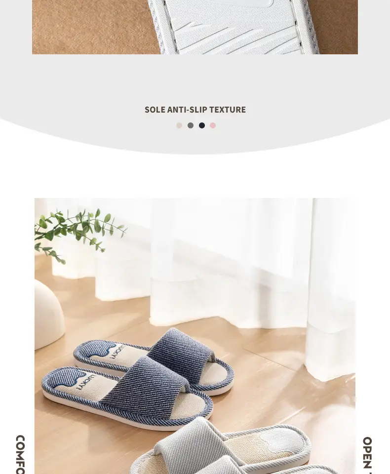 Jialiya Linen Slippers Men's Autumn Four Seasons 25 New Indoor Home Thick-Soled Hospitality Cotton Non-Slip Slippers Women — feature 12