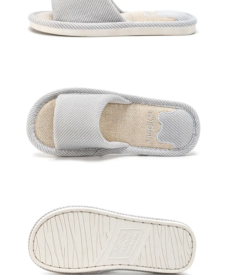 Jialiya Linen Slippers Men's Autumn Four Seasons 25 New Indoor Home Thick-Soled Hospitality Cotton Non-Slip Slippers Women — feature 18
