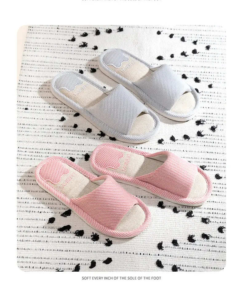 Jialiya Linen Slippers Men's Autumn Four Seasons 25 New Indoor Home Thick-Soled Hospitality Cotton Non-Slip Slippers Women — feature 21