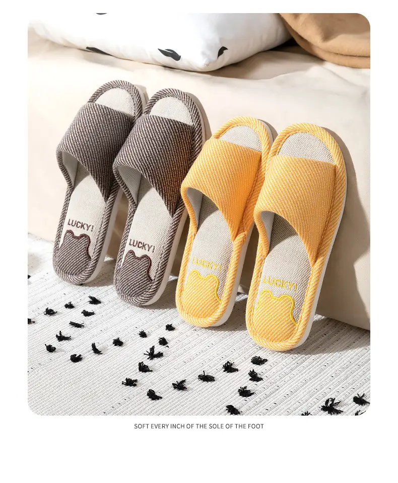 Jialiya Linen Slippers Men's Autumn Four Seasons 25 New Indoor Home Thick-Soled Hospitality Cotton Non-Slip Slippers Women — feature 22