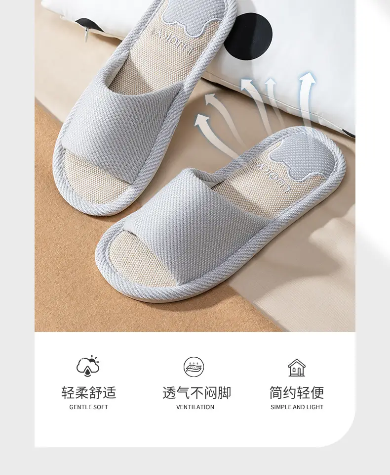Jialiya Linen Slippers Men's Autumn Four Seasons 25 New Indoor Home Thick-Soled Hospitality Cotton Non-Slip Slippers Women — feature 8