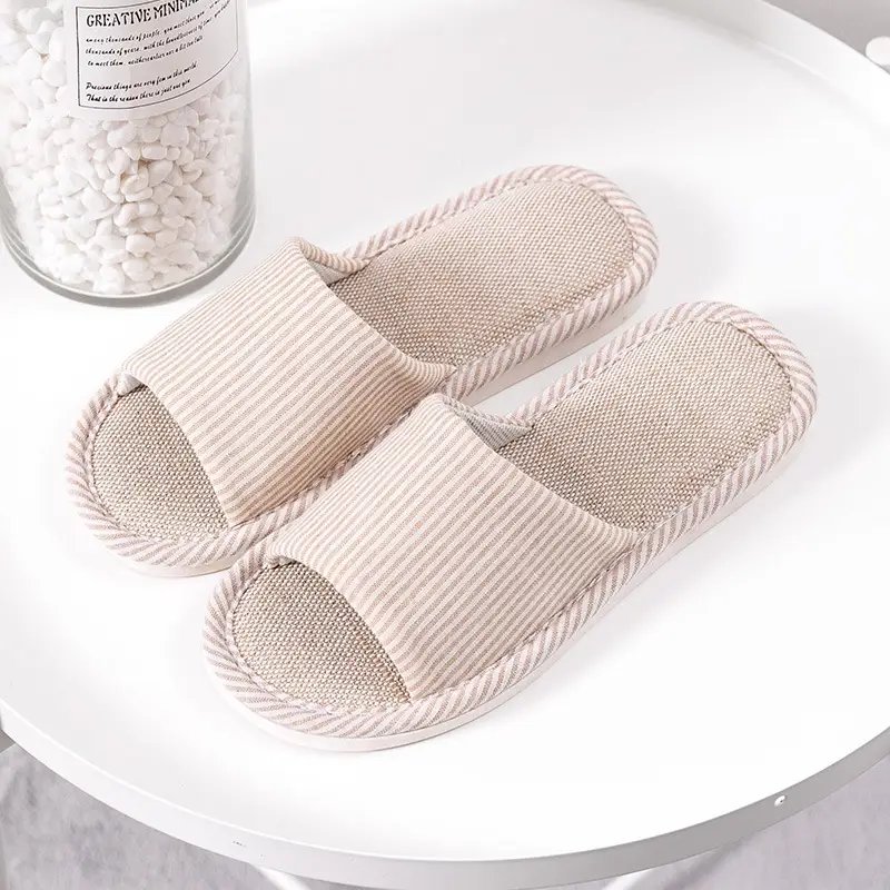 Jialiya Linen Slippers Men's Autumn Four Seasons 25 New Indoor Home Thick-Soled Hospitality Cotton Non-Slip Slippers Women