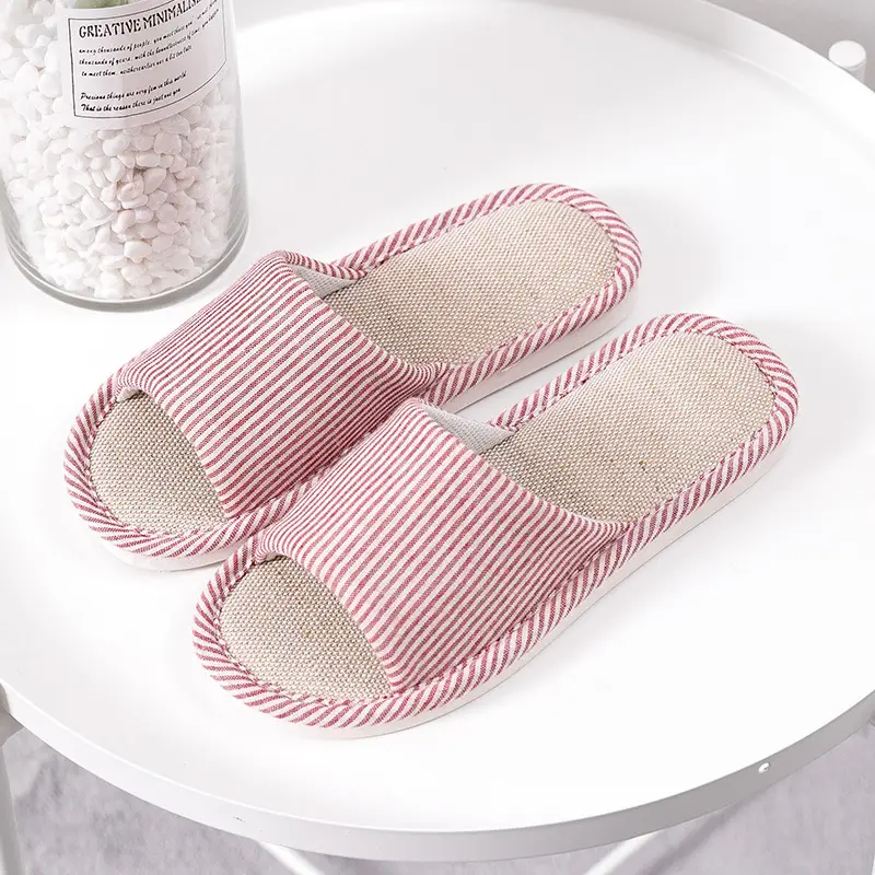 Jialiya Linen Slippers Men's Autumn Four Seasons 25 New Indoor Home Thick-Soled Hospitality Cotton Non-Slip Slippers Women