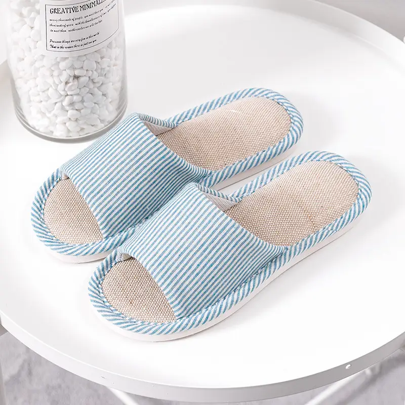 Jialiya Linen Slippers Men's Autumn Four Seasons 25 New Indoor Home Thick-Soled Hospitality Cotton Non-Slip Slippers Women