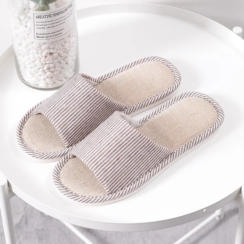 Jialiya Linen Slippers Men's Autumn Four Seasons 25 New Indoor Home Thick-Soled Hospitality Cotton Non-Slip Slippers Women