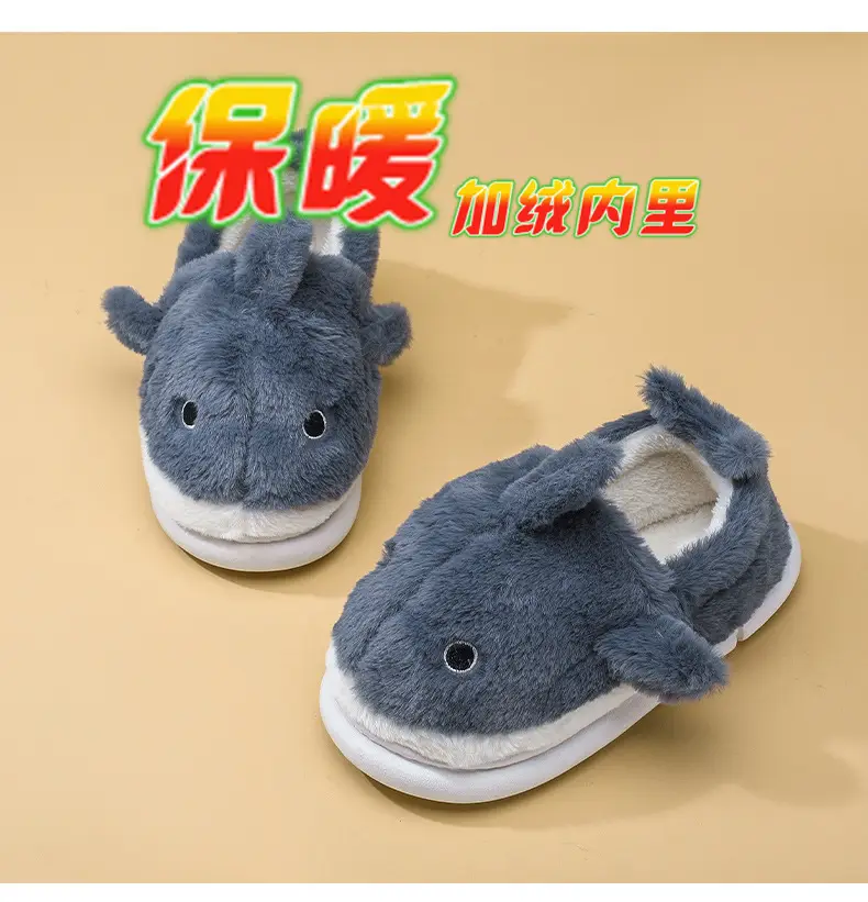 Whale Cotton Slippers for Men in Autumn and Winter Indoor Home Non-Slip Fleece-Lined Warm Couple Non-Stinky Feet Cotton Shoes for Women to Wear Outside — feature 2