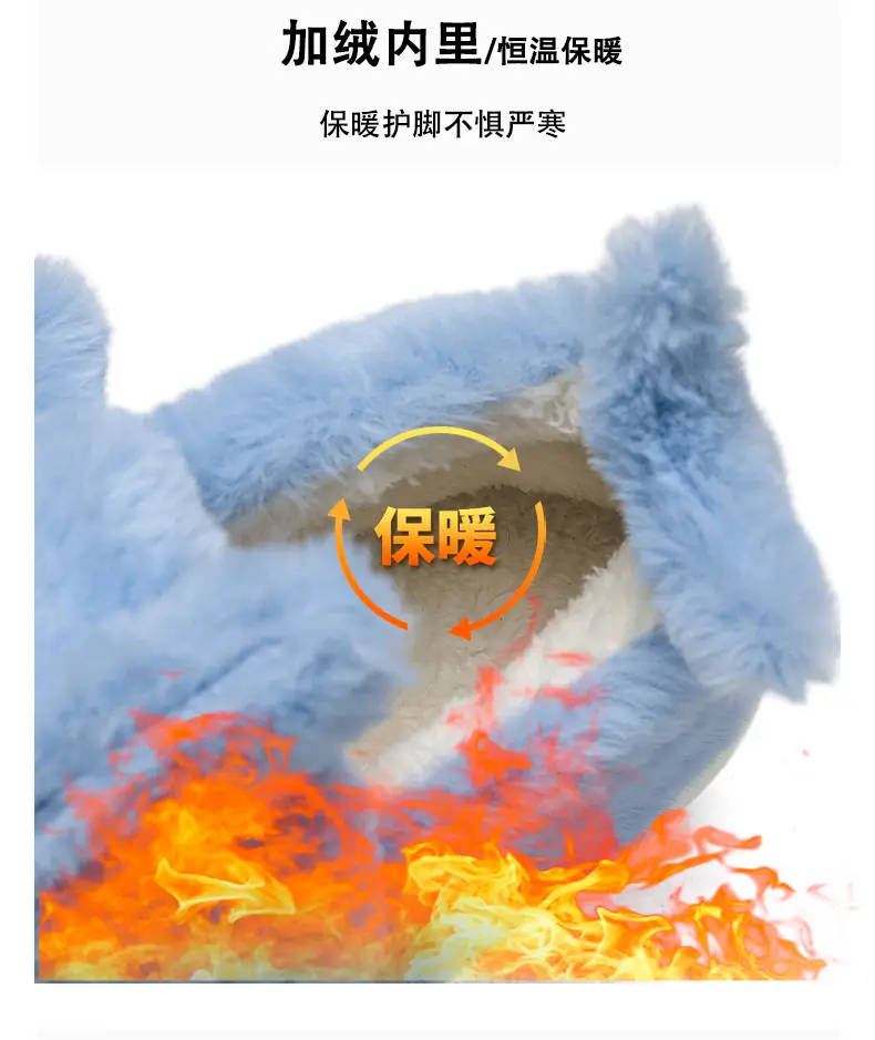 Whale Cotton Slippers for Men in Autumn and Winter Indoor Home Non-Slip Fleece-Lined Warm Couple Non-Stinky Feet Cotton Shoes for Women to Wear Outside — feature 7
