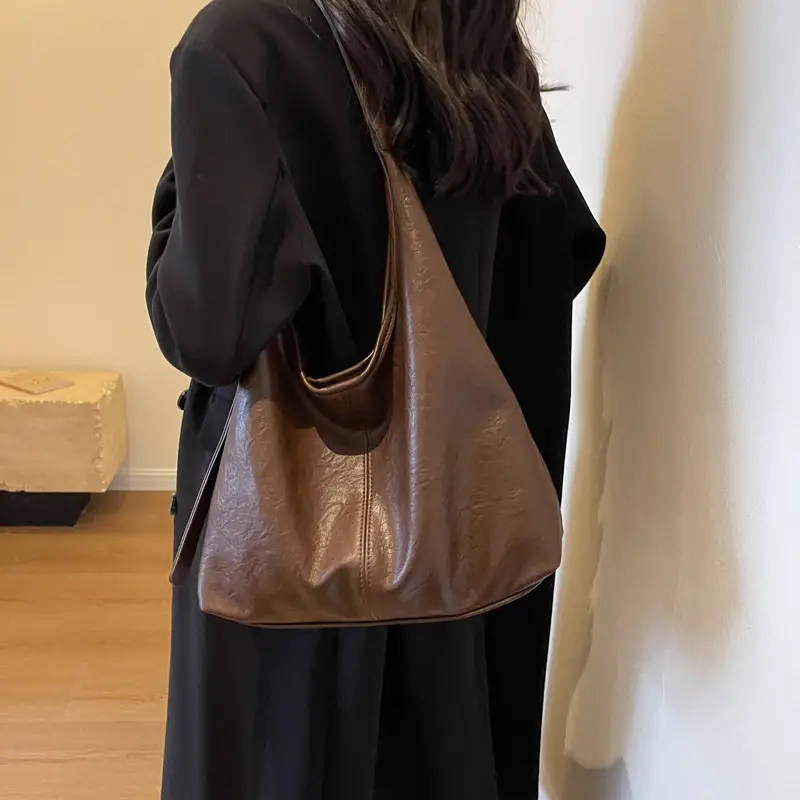 Brown Korean Style Large Capacity Shoulder Tote Bag - Image 6