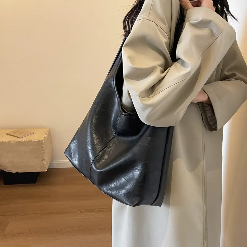 Brown Korean Style Large Capacity Shoulder Tote Bag - Image 7