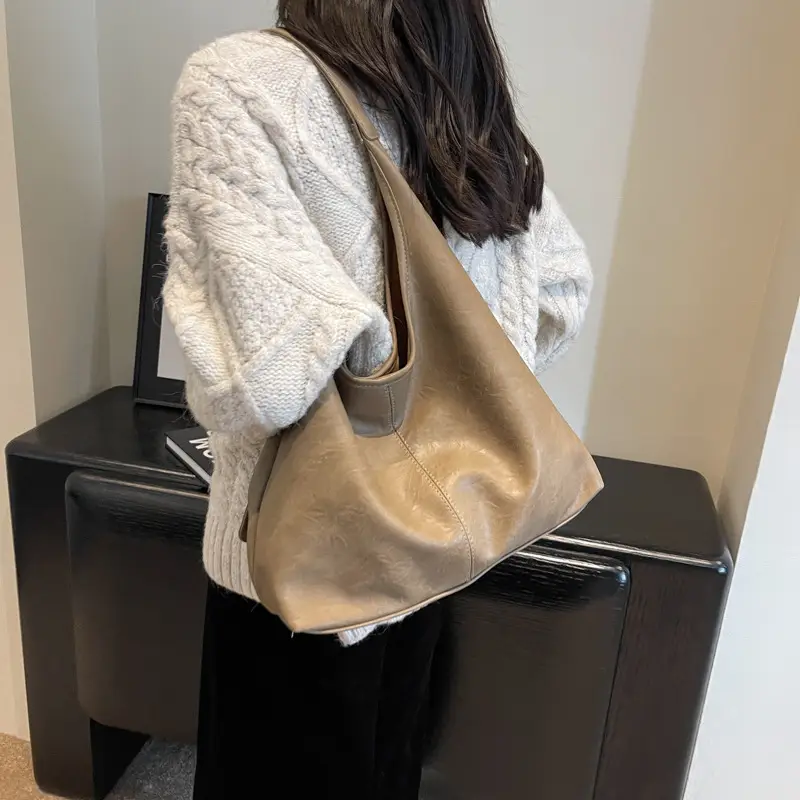Brown Korean Style Large Capacity Shoulder Tote Bag - Image 8