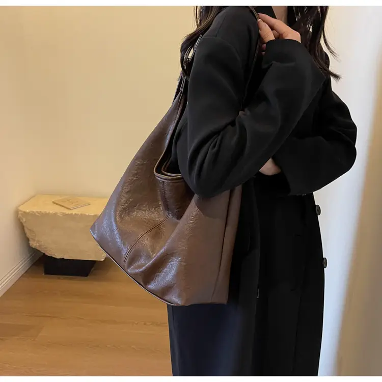 Brown Korean Style Large Capacity Shoulder Tote Bag — feature 11