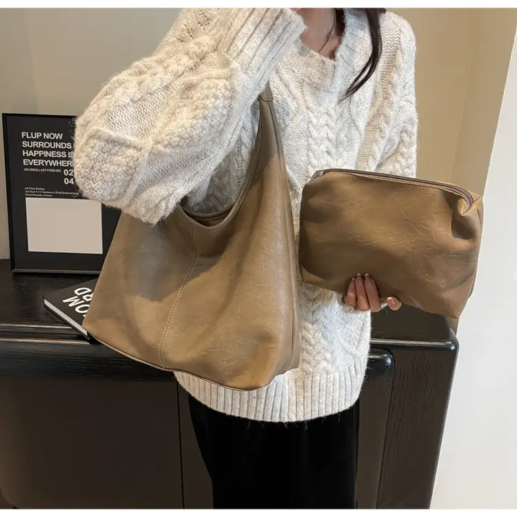 Brown Korean Style Large Capacity Shoulder Tote Bag — feature 19