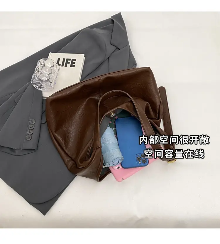 Brown Korean Style Large Capacity Shoulder Tote Bag — feature 9