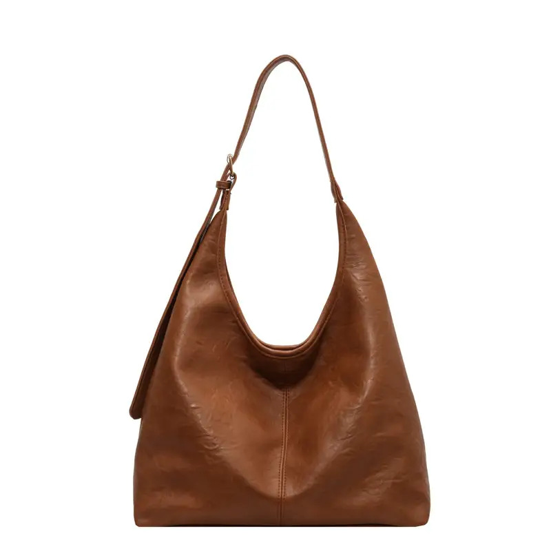Brown Korean Style Large Capacity Shoulder Tote Bag - Image 3